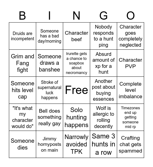 Gnosis Bingo Card