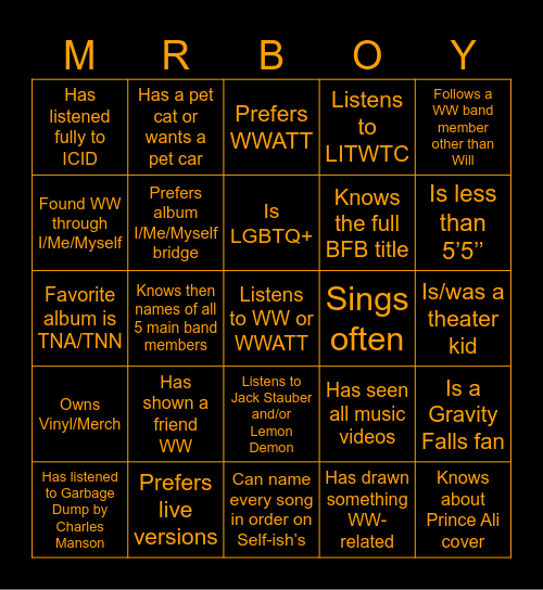 Will Wood Bingo! Bingo Card