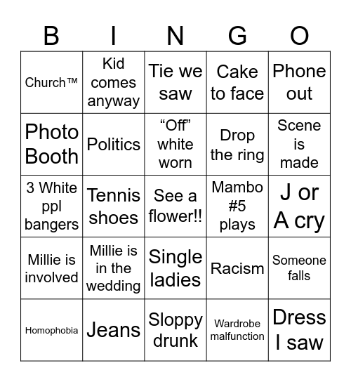 A&J wedding Bingo Card