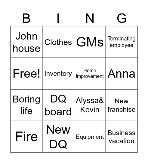 Untitled Bingo Card
