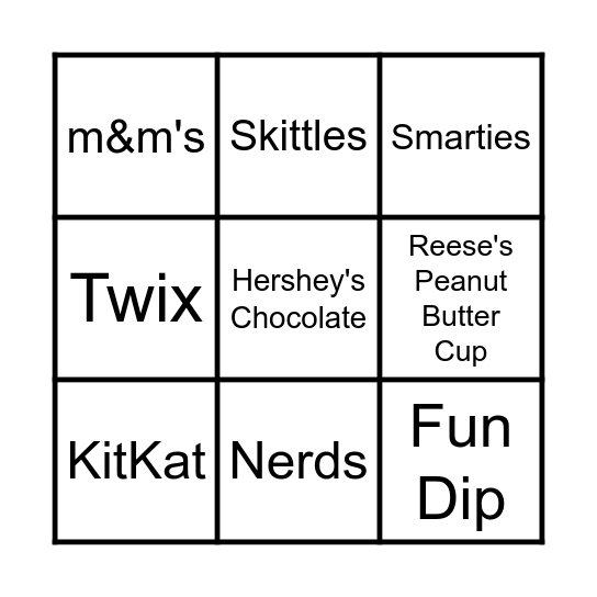 Candy Bingo Card