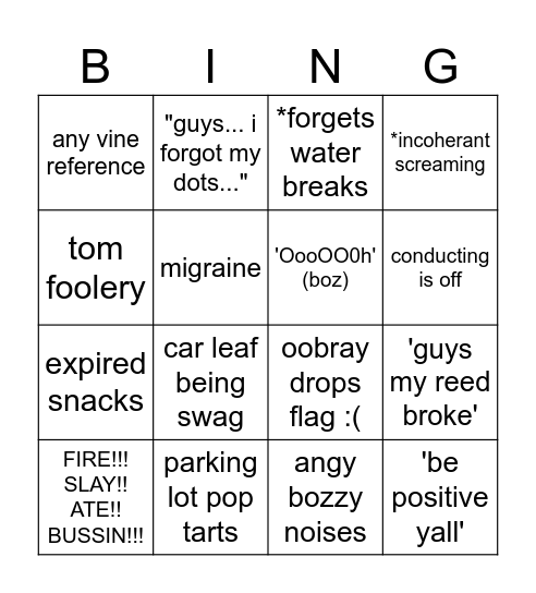 Band Bingoooo Bingo Card