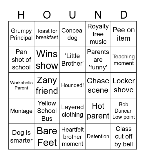 Hounded! Bingo Card