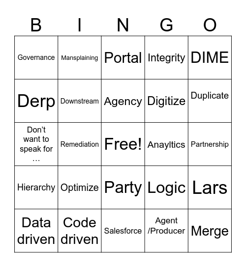 DGC bingo Card