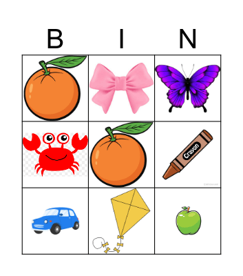 Colors Bingo Card