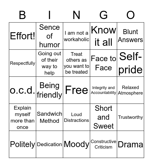 User Manual Bingo Card