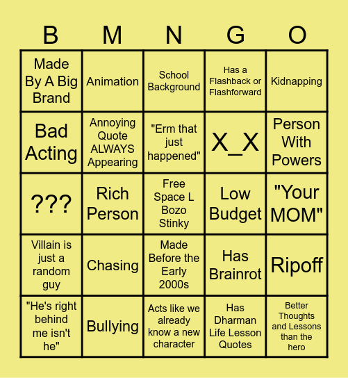 BMINGO Bingo Card