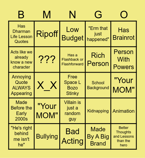 BMINGO Bingo Card