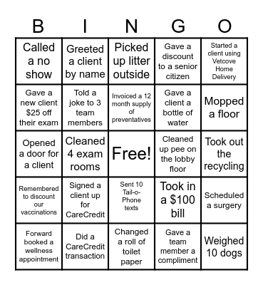 Reception Bingo Card