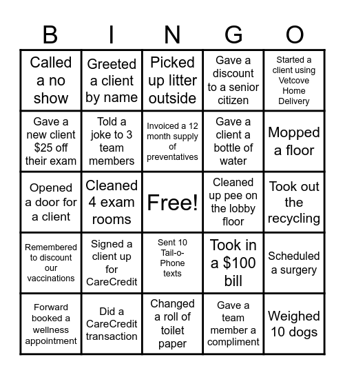 Reception Bingo Card