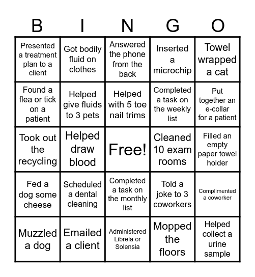 Back Hospital Bingo Card