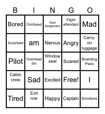 Emotions Bingo Card