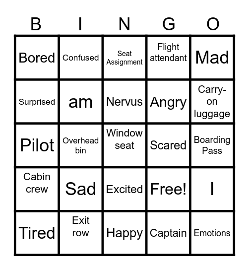 Emotions Bingo Card