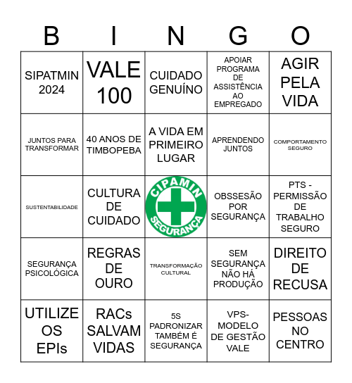 ALÔ SIPATMIN 2024 Bingo Card