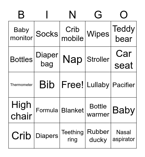 Baby bingo Card