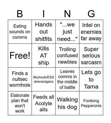 Command Rust Biongo Bingo Card