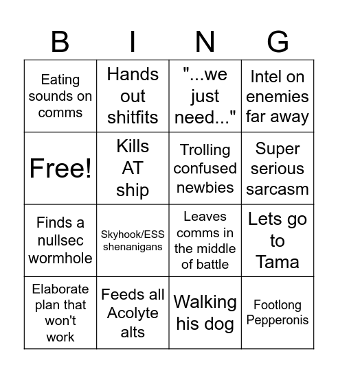 Command Rust Biongo Bingo Card