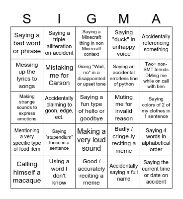 Macaquingo Bingo Card