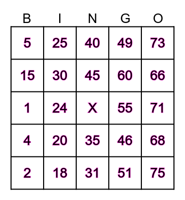 Bingo Medina Bingo Card