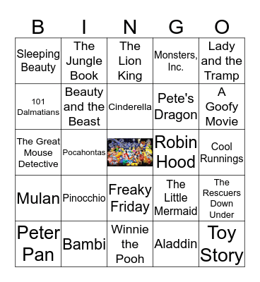 Wonderful World Of Disney Bingo Card