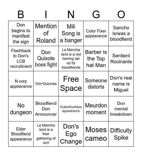 CANTO 7 BINGO Card