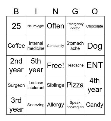 ClinHun week 6 Bingo Card