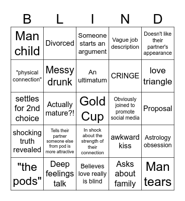 Love is Blind Bingo Card