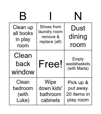 Adam Bingo Card