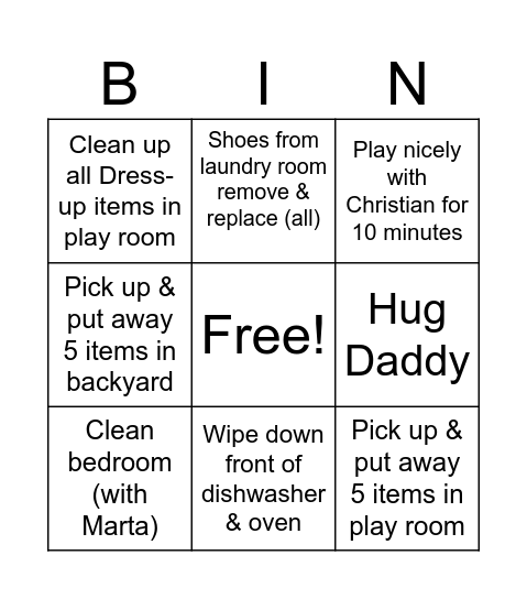 Mary Bingo Card