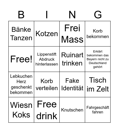 Wiesn Bingo Card