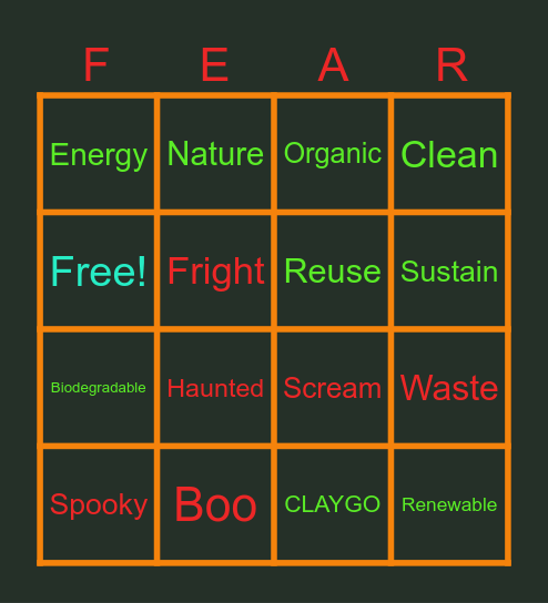 EcoSpook Bingo Card