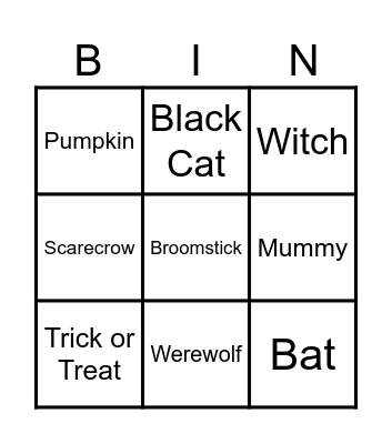 Halloween Bingo Card