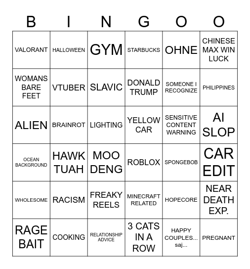 IG REELS BINGO Card