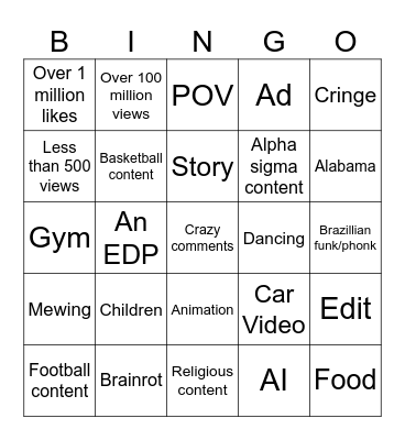 IG Reels Bingo Card