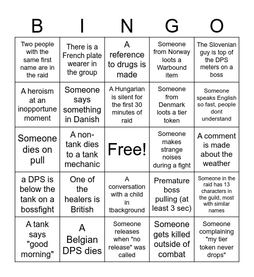 Oxygen Addicts, do you know us? Bingo Card