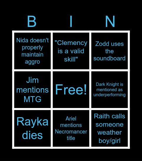 DTS Bingo Card Bingo Card