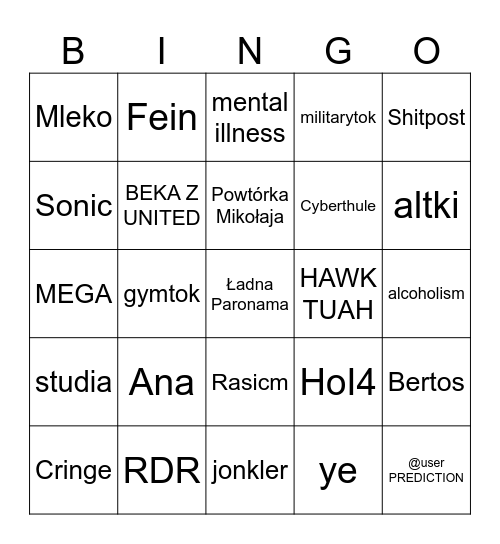 TikTok Bingo Card