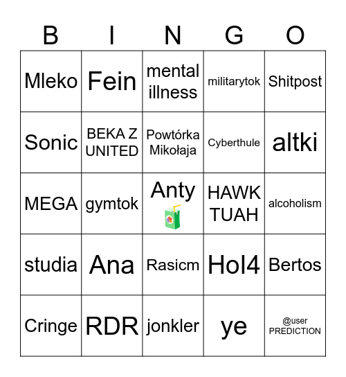 TikTok Bingo Card