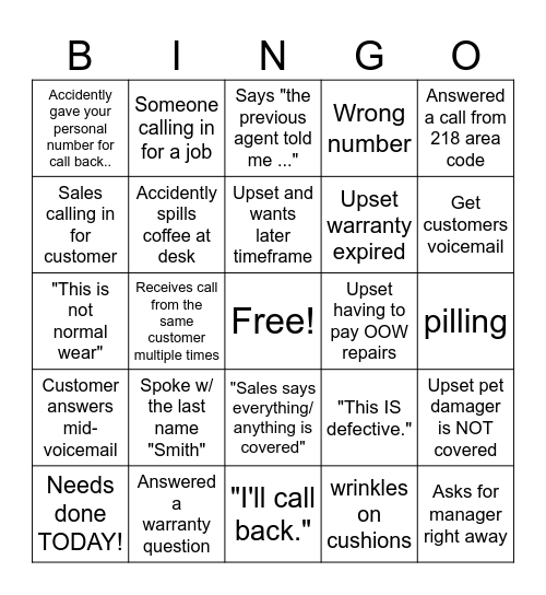 HOM Furniture Bingo Card