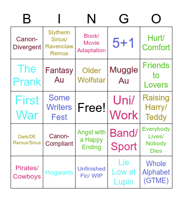 Wolfstar Author Bingo Card