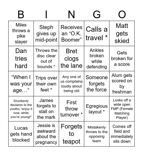 Ithaca Bingo Card