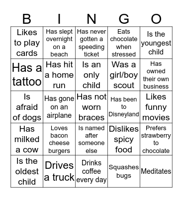 Find Someone Who.. Bingo Card