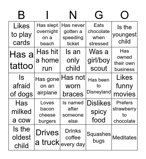 Find Someone Who.. Bingo Card