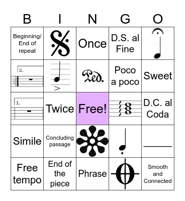 Musical Terminology Part 2 Bingo Card