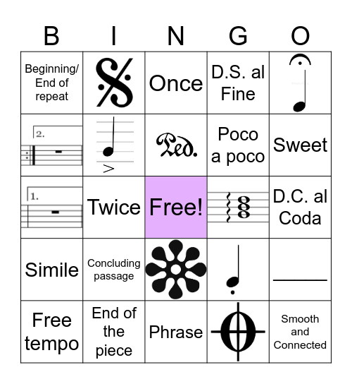 Musical Terminology Part 2 Bingo Card