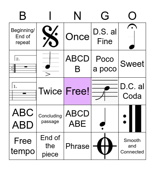 Musical Terminology Part 2 Bingo Card