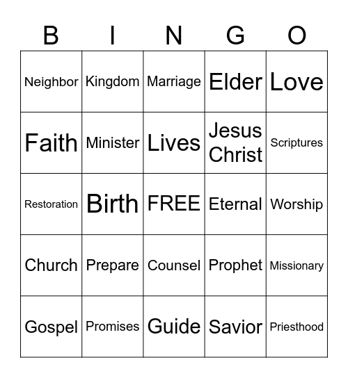 General Conference 2024 Bingo Card