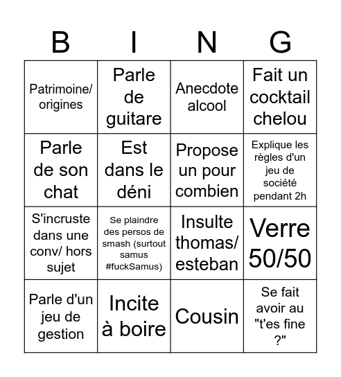 Gaël Bingo Card