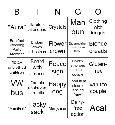 Mendocino Wedding Bingo Card