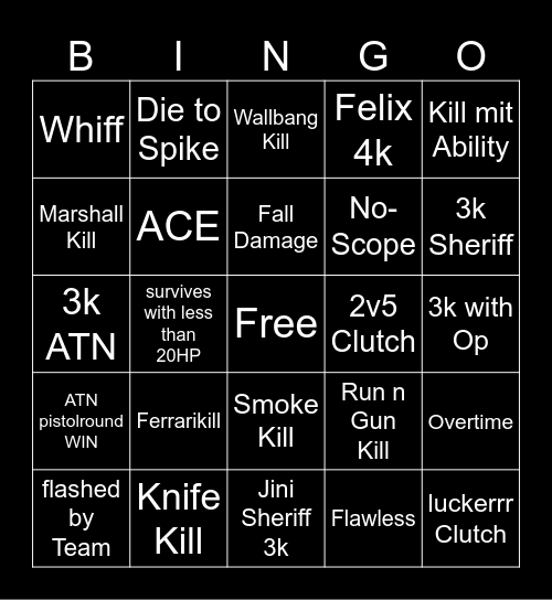 VALORANT Bingo Card